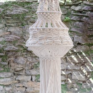 Suspension tissu macramé blanc