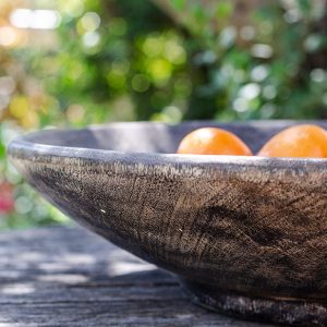Grand plat en bois noir et doré
