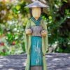 Statue chinoise bleue en bois