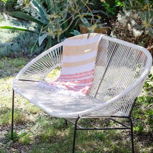 Banc de salon de jardin blanc en métal