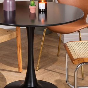 Table à manger ronde en métal style Tuhl noir