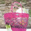 Panier à légumes rose, bleu et gris