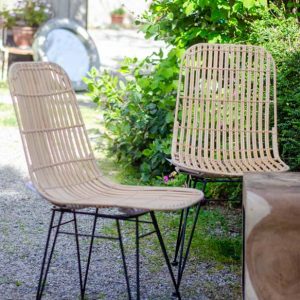 Chaise en rotin et métal