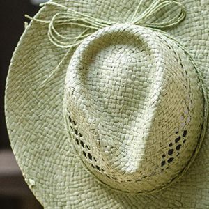 Chapeau vert panama en paille