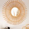 Miroir mural rond en rotin