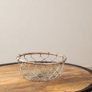 Corbeille en métal et bois