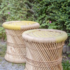 Grand tabouret de jardin rond en rotin