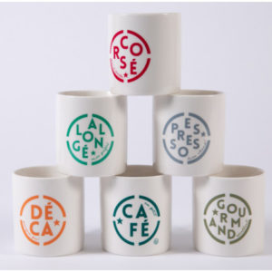 Boîte de 6 mini mugs tampon café Sophie Janière