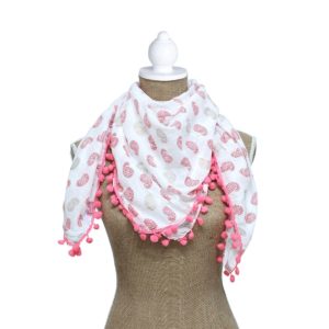 Foulard pompons roses