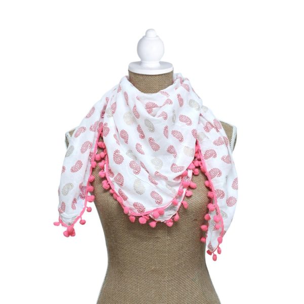 Foulard pompons roses